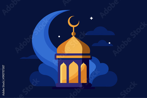 Ramadan kareem illustration of a mosque at night