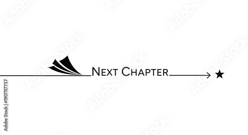 Vector Next Chapter arrow icon with open book, for book cover or publishing advertisement, Isolated on transparent background, png