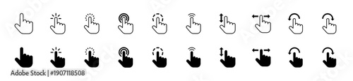 Hand pointer icon set. Vector illustration.