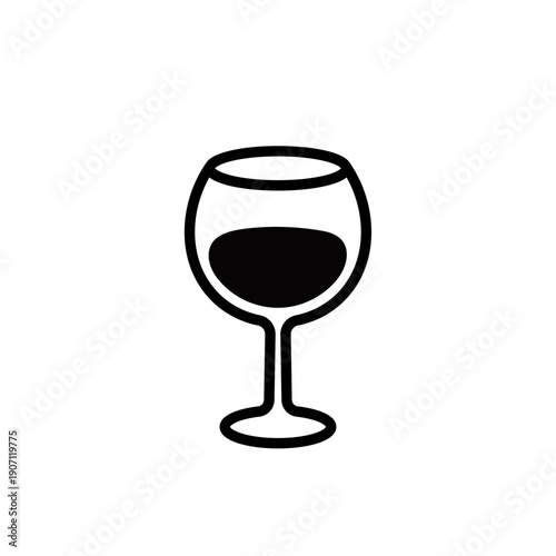 ワイングラスのシンプル線画アイコン