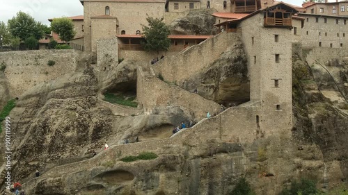 a staircase in the rock leading to one of the Meteora monasteries