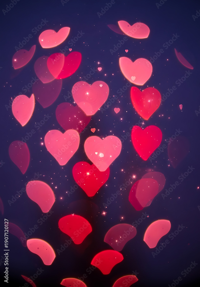 Obraz premium Glowing Romantic Heart Bokeh Pattern Sparkle Background