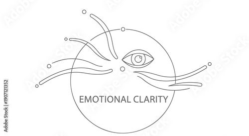 Emotional clarity concept with eye and swirling lines, vector illustration for poster or presentation, isolated on transparent background, png