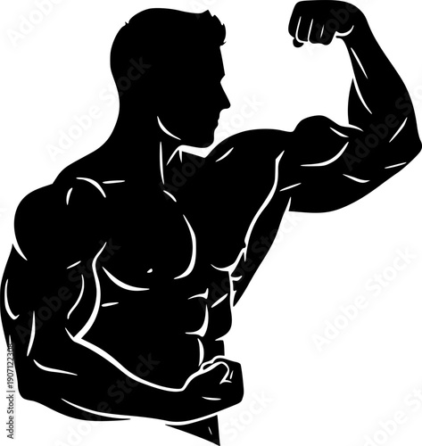 silhouette of a bodybuilder