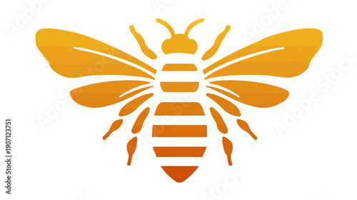 A stylized golden insect, rendered with a watercolor effect on a bright white background