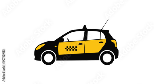 A simple illustration of a yellow and black taxi cab vehicle