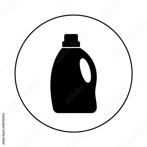 Laundry Detergent Bottle Round Sign, Black Silhouette Laundromat Icon