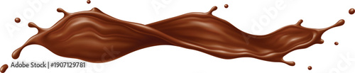 Chocolate drink flow splash and wave, realistic splatter. 3d vector choco milk cream or drink splashes, brown cocoa dessert flow. Coffee drink swirl or stream with drops, liquid splashing fluid drop