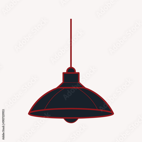 White Outline Icon of a Hanging Pendant Lamp on Dark Blue Background light fixture lighting