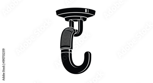 Black and white illustration of a single ceiling hook with a threaded rod