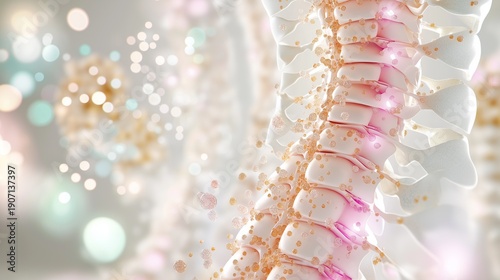 detailed 3D model of a spine with scoliosis, displaying the abnormal curvature