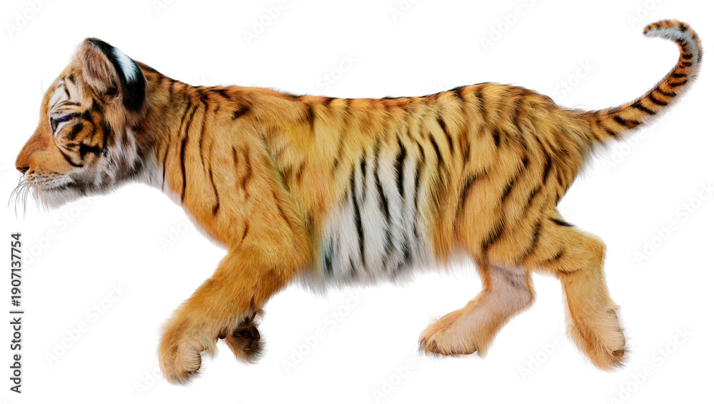 Obraz premium 3D Rendering Tiger Cub on White
