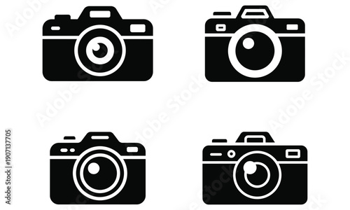 Camera icon set isolated on white background

