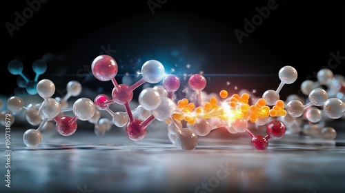 conceptual depiction of a nanoscale energy transfer, with electrons