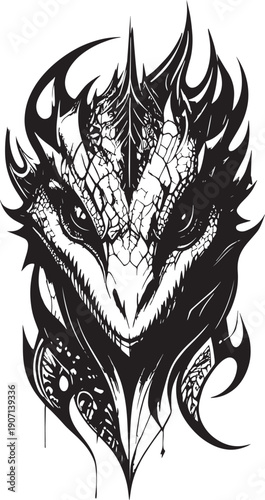 Vector isolated illustration of a reptile tattoo.