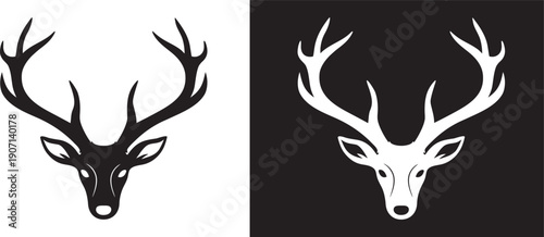 Deer head silhouette, Deer vector collection, deer logo illustration on a white background