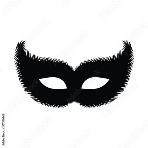 Mysterious black masquerade mask with feathered edges