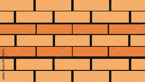 Seamless pattern of orange rectangular bricks arranged in a classic bond pattern forming a sturdy masonry wall texture.