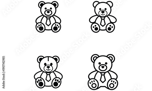 Cute teddy bear cartoon illustration set isolated on white background
