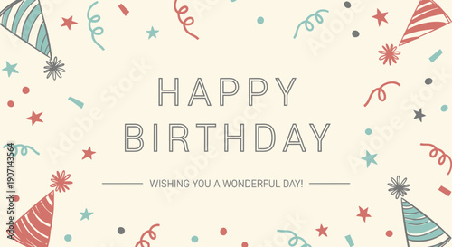 Vibrant Happy Birthday celebration with colorful party decorations