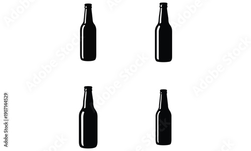 Dark glass bottle silhouette isolated on white background
