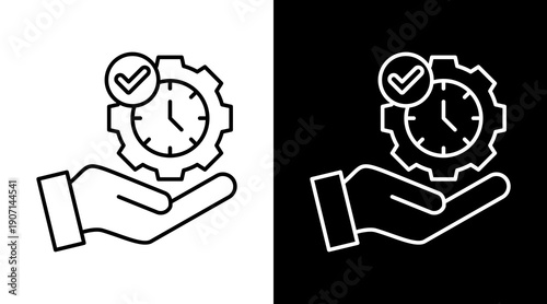 Time Management White Icon Set Design