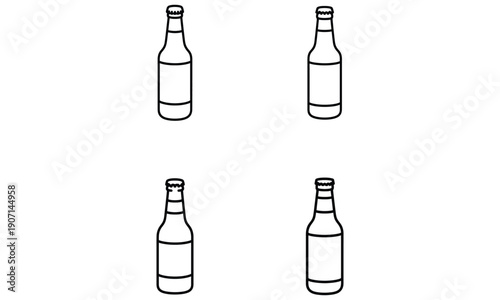 Glass bottle outline illustration isolated on white background
