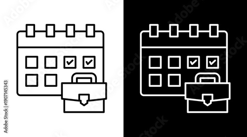 Work Schedule White Icon Set Design