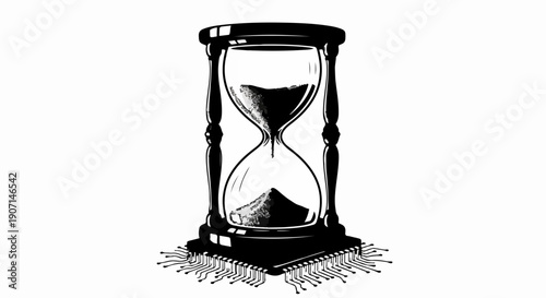 Elegant hourglass measuring the passage of time with a modern technological twist