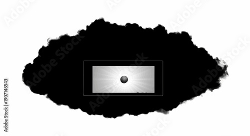 Isolated dark cloud with a bright light and sphere inside