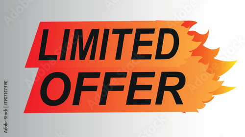 Vibrant red and orange fire flame limited offer banner design element for urgent retail sales, flash promotions, and commercial marketing labels