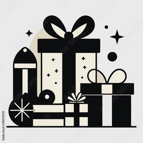 Gift box set with ribbons and bows for celebration and holidays