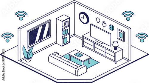 Experience the future of living with this smart home interior, featuring seamless wireless connectivity and sleek modern furniture for a comfortable lifestyle