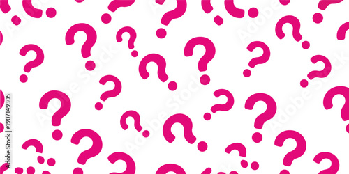 Playful Vector Pattern Featuring Scattered Pink Question Marks in Various Sizes, Perfect for Mystery Themes, FAQ Sections, Quiz Nights, Curiosity-Driven Designs, Educational Graphics