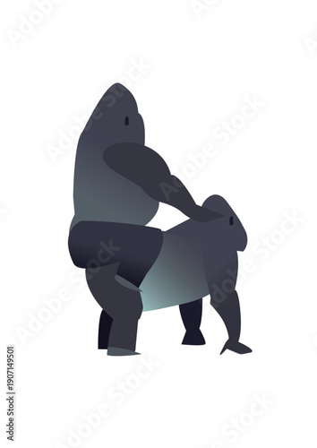 vector illustration of a gorilla riding on another gorilla's back