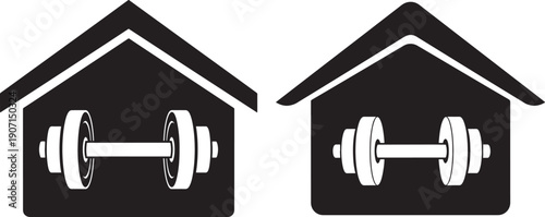 Silhouette of home gym fitness workout bodybuilding