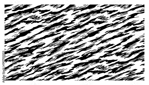 Abstract military camouflage texture in hand drawn ink brush stroke style