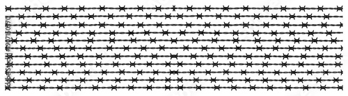 Detailed pattern of multiple horizontal barbed wire rows in sketch style