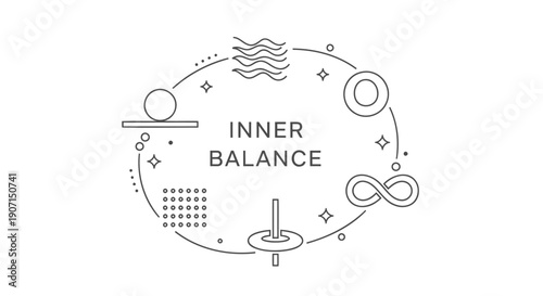 Vector inner balance symbol, meditation logo, wellness icon, yoga emblem, spiritual sign, isolated on transparent background, png