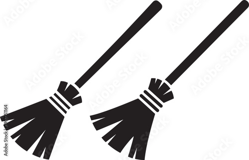 Broom silhouette for sweeping on white vector