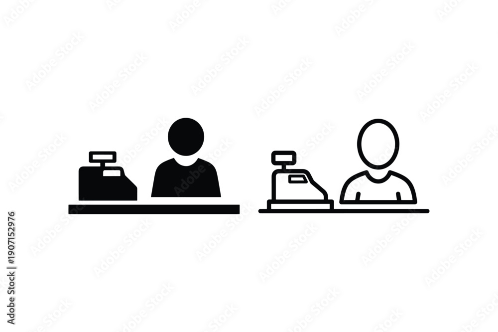 Fototapeta premium Customer service counter flat vector icon