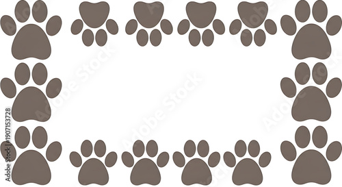 Brown dog paw prints arranged in a square frame for creative design and pet related projects easily customizable easter