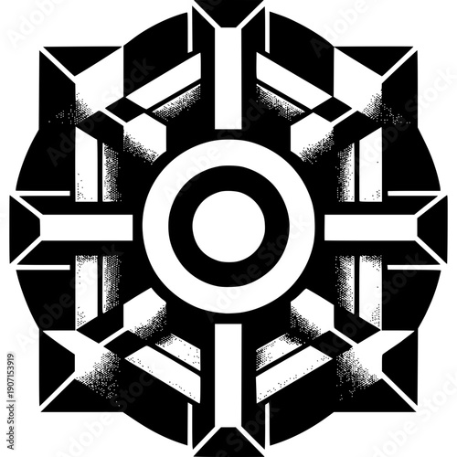 Geometric Design with Optical Illusion: This striking geometric design plays with perception, creating an optical illusion with its intricate patterns and shapes