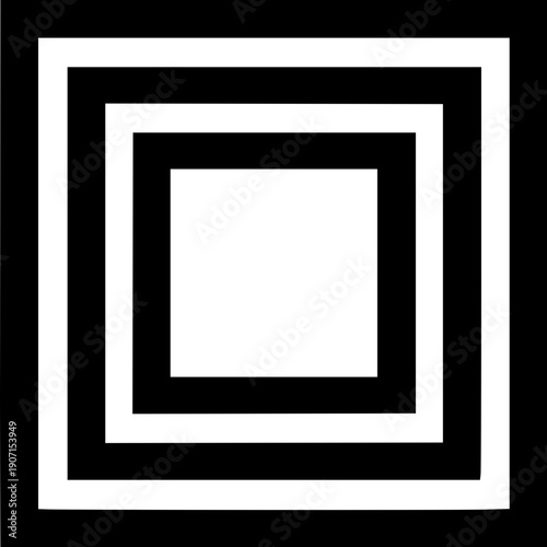 Geometric Abstraction: A captivating display of nested squares, meticulously arranged to create an illusion of depth, showcased in contrasting black and white tones. 