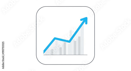 Business growth chart with increasing trend line and arrow