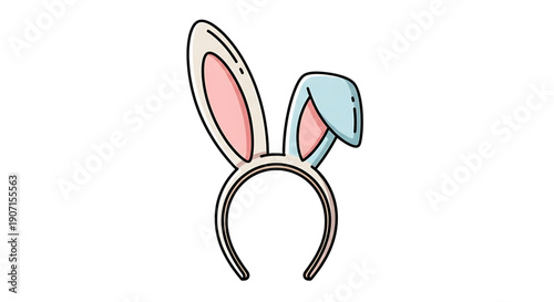 Colorful cartoon bunny ears headband on for easter or spring easter