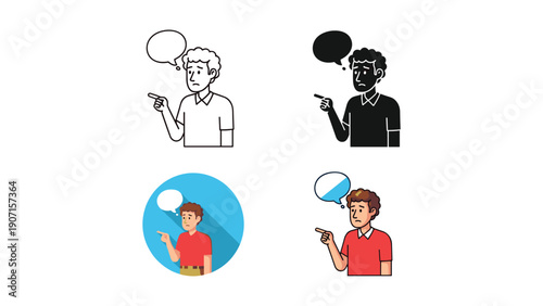 Man Pointing Finger Icon - Vector Art for Direction and Accusation