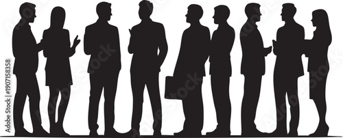 Group of diverse business people silhouettes in conversation