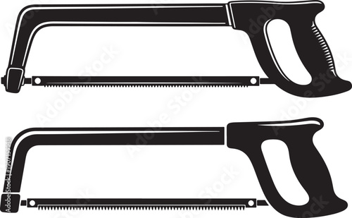 Two hand saw silhouette on white background