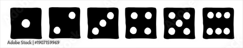 black dice on white background hand drawn doodle illustration die vector set